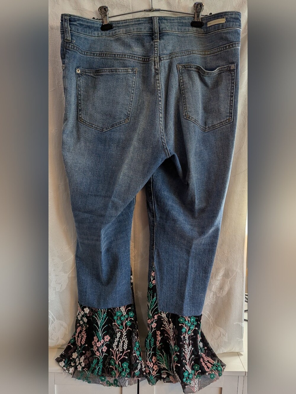 Pilcro and the Letterpress Blue Jeans with Floral Bootcut Hem - Picture 8 of 8